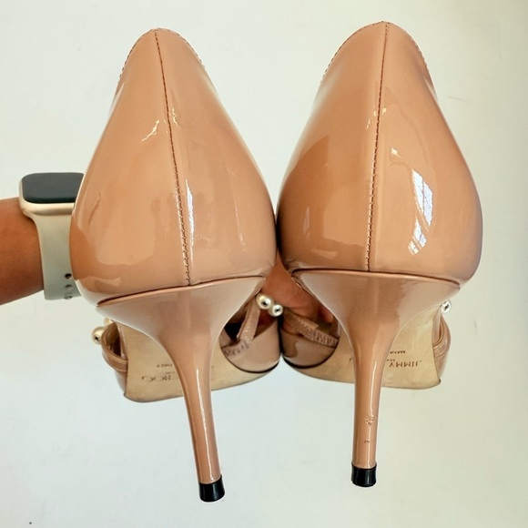 Jimmy Choo Ballet Pink Patent Leather Pumps with Pearl Embellishment 65mm EU 40 - Picture 8 of 13
